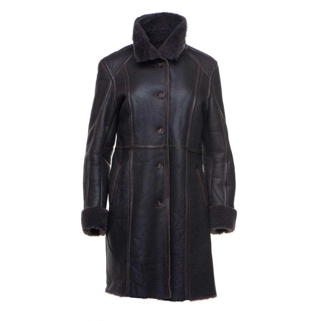 Women's Shaunna's 3/4 Length Shearling Coat | Spanish Merino | Full Grain Apparel
