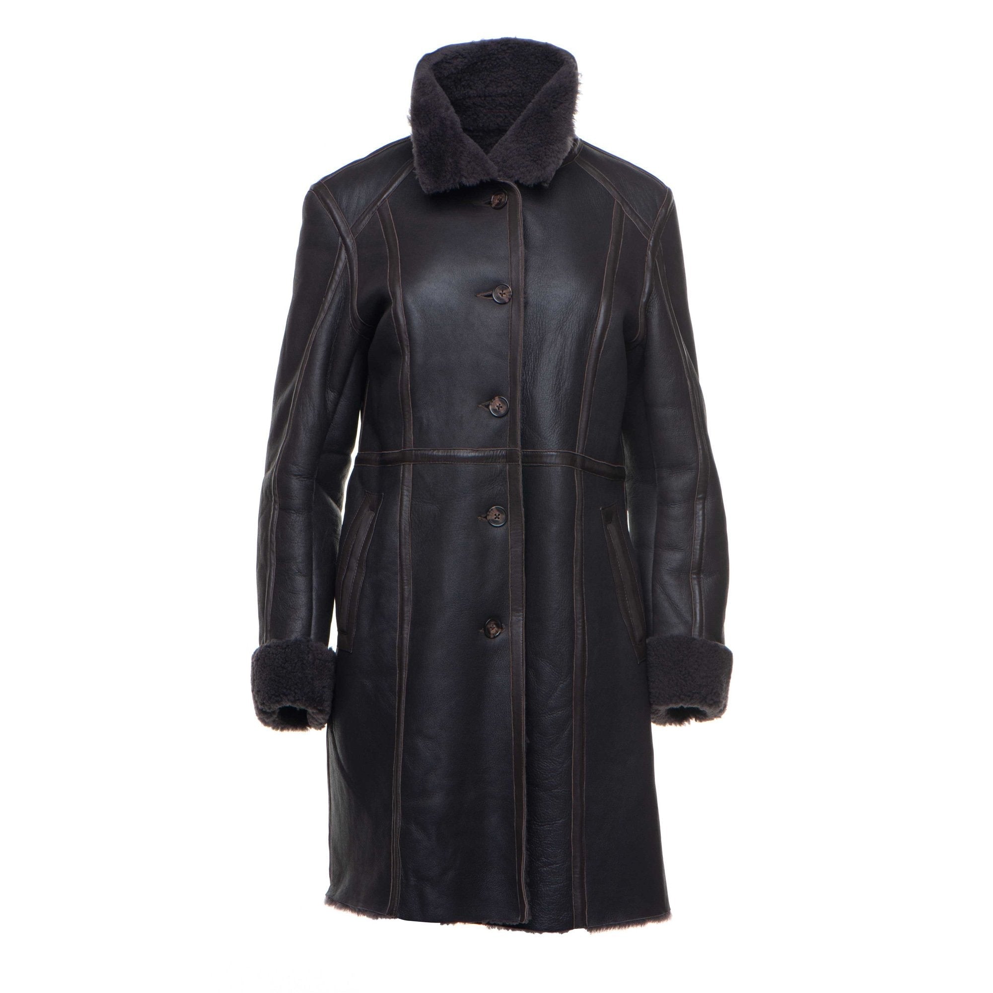 Women's Shaunna's 3/4 Length Shearling Coat | Spanish Merino | Full Grain Apparel