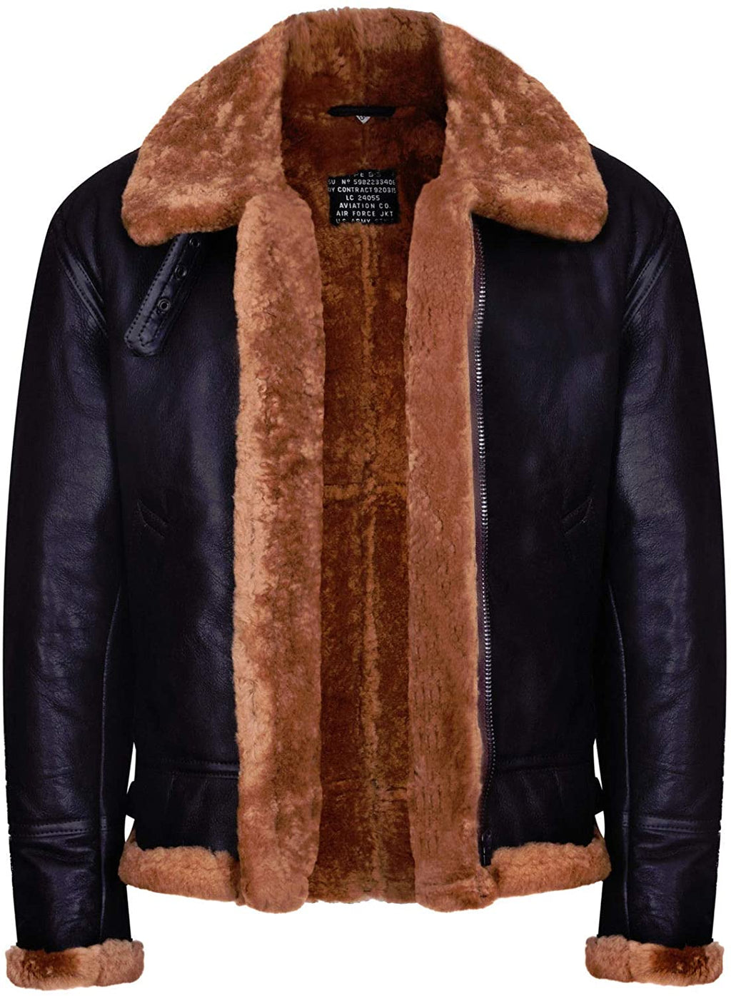 Men’s Aviator Ginger Brown B3 Real Shearling Sheepskin Bomber Jacket | Rugged Heritage Distinction | Full Grain Apparel