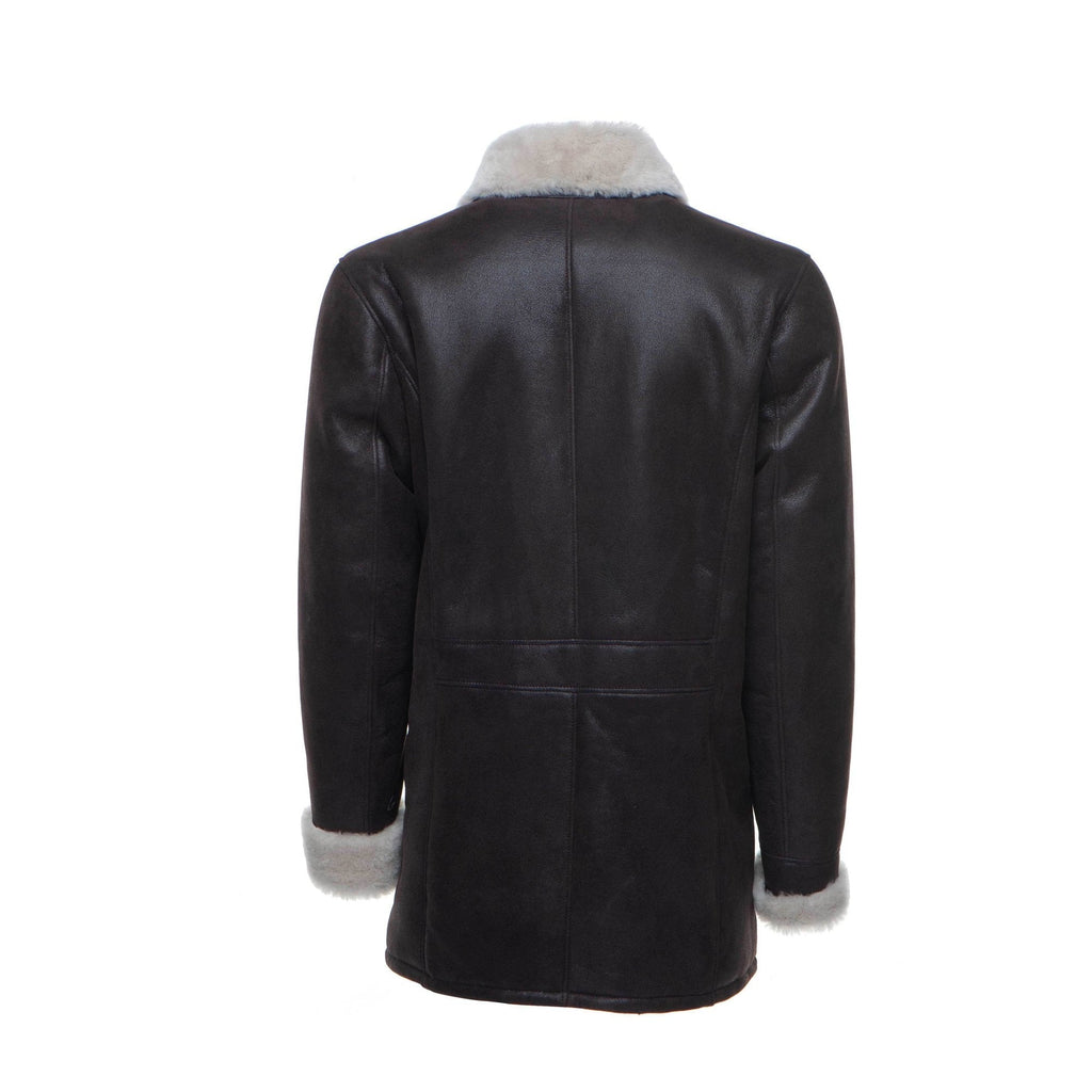 Men's Jozef's 3/4 Length Brown Shearling Coat | Spanish Merino | Full Grain Apparel