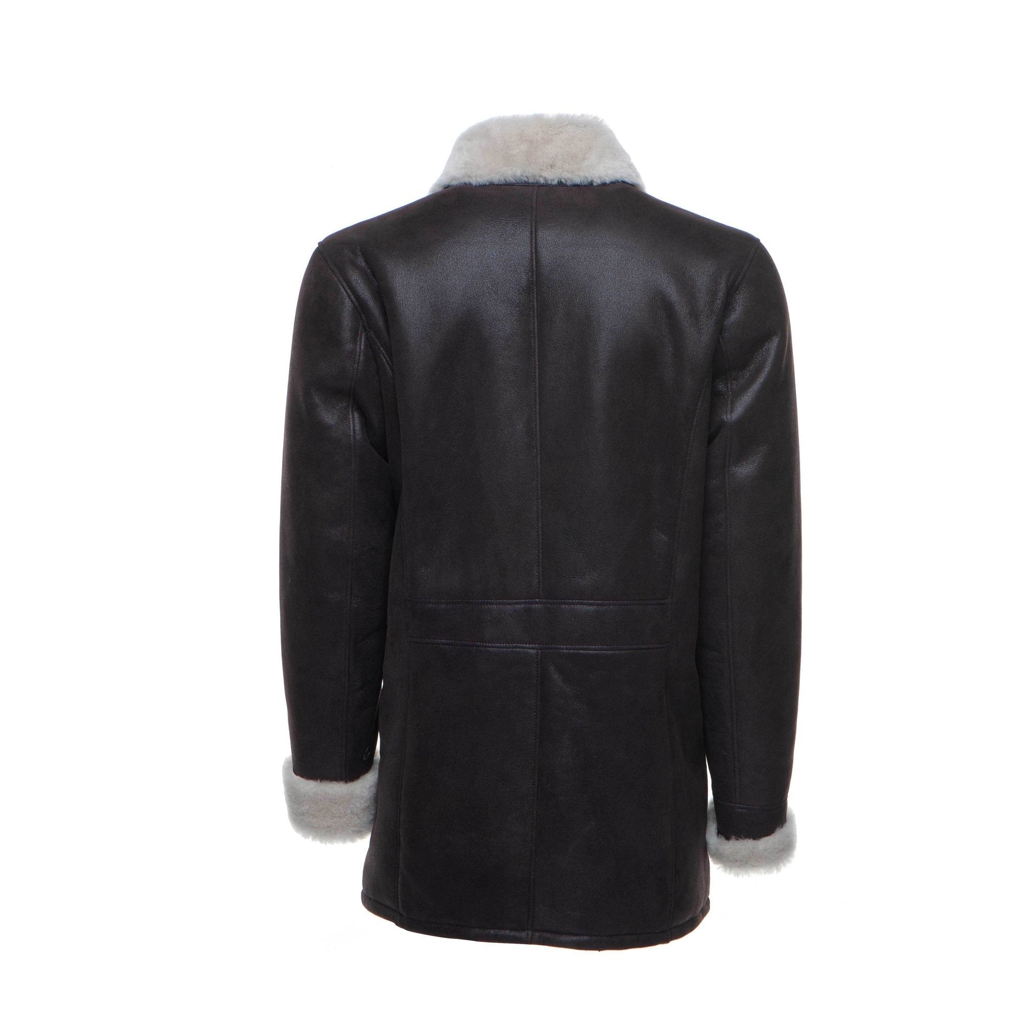 Men's Jozef's 3/4 Length Brown Shearling Coat | Spanish Merino | Full Grain Apparel
