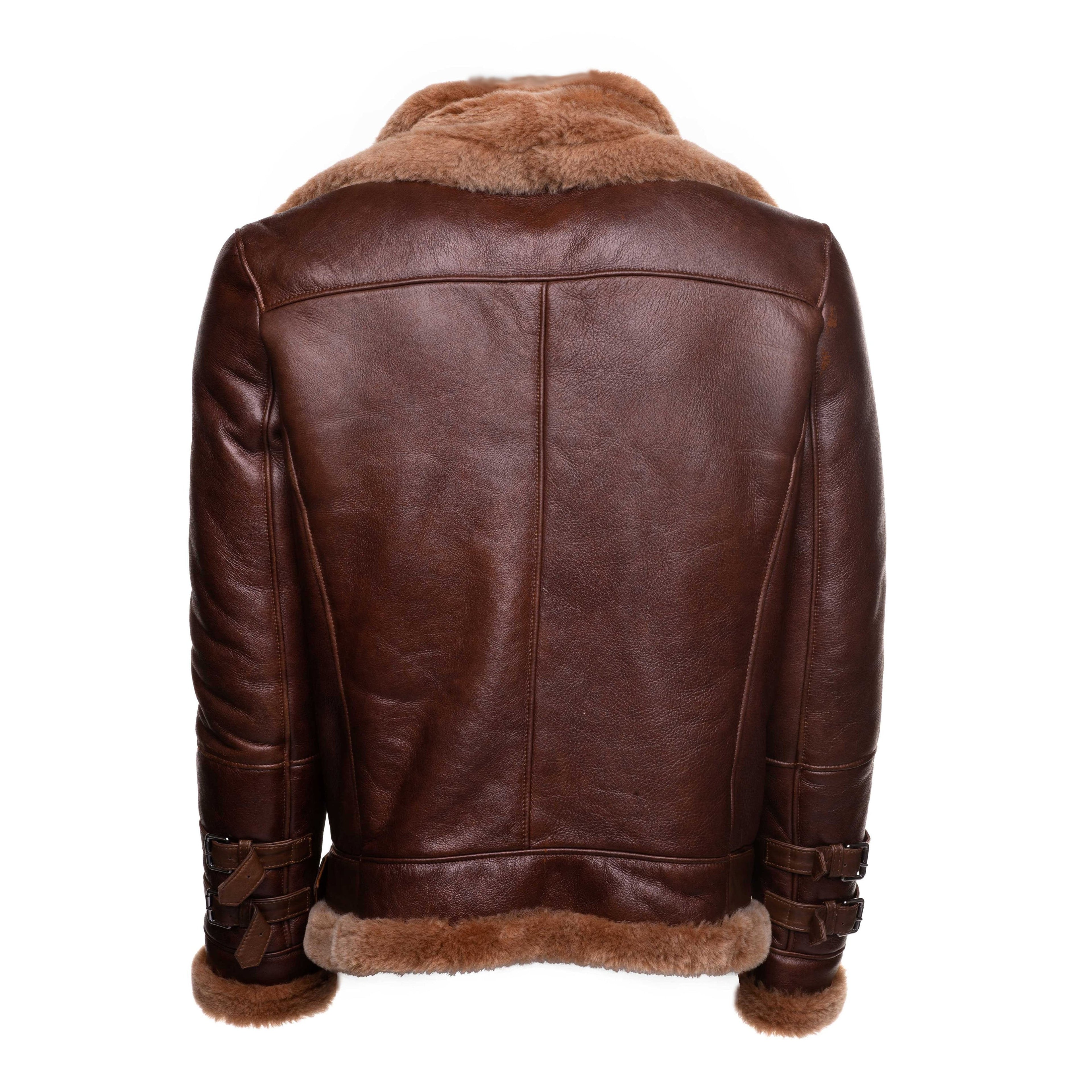 Men's Phan’s Brown Aviator Shearling Jacket | Spanish Merino | Full Grain Apparel