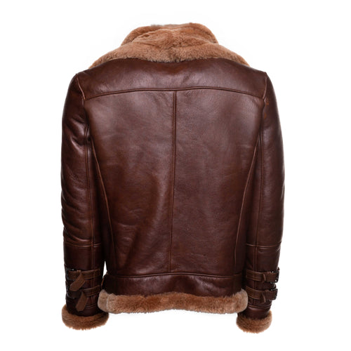 Chaqueta Aviador de Cuero Ovino Marrón Phan para Hombre | Merino Español | Prenda de Piel Plena Flor