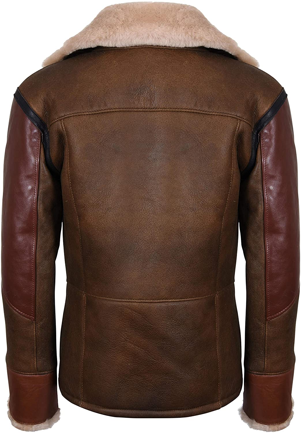 Men’s Brown Crossover B3 Sheepskin Aviator Biker Jacket | Rugged Fusion Style | Full Grain Apparel