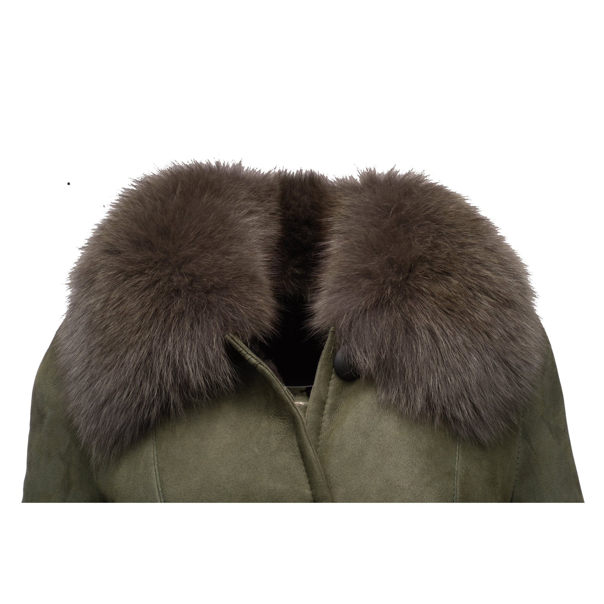Women's Caitlan's Shearling Sheepskin Long Coat | Real Fox Fur | Full Grain Apparel