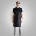 Men’s "Midnight Artisan" Professional Apron | New Black Handmade Sheepskin | Genuine High-Performance Protective Leather | Full Grain Apparel
