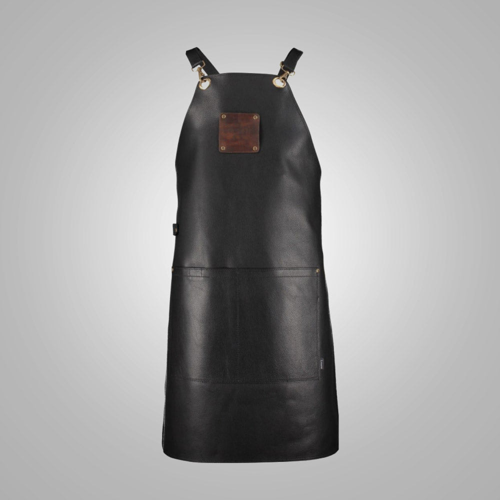 Delantal profesional para hombre "Midnight Artisan" | Piel de oveja negra nueva hecha a mano | Cuero protector genuino de alto rendimiento | Prenda de cuero de grano completo