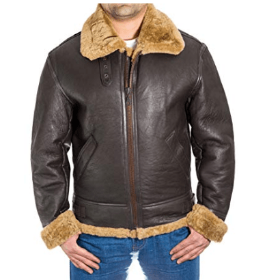 Men’s Aviator Faux Fur Brown Leather Jacket | Vintage Flight Command | Full Grain Apparel