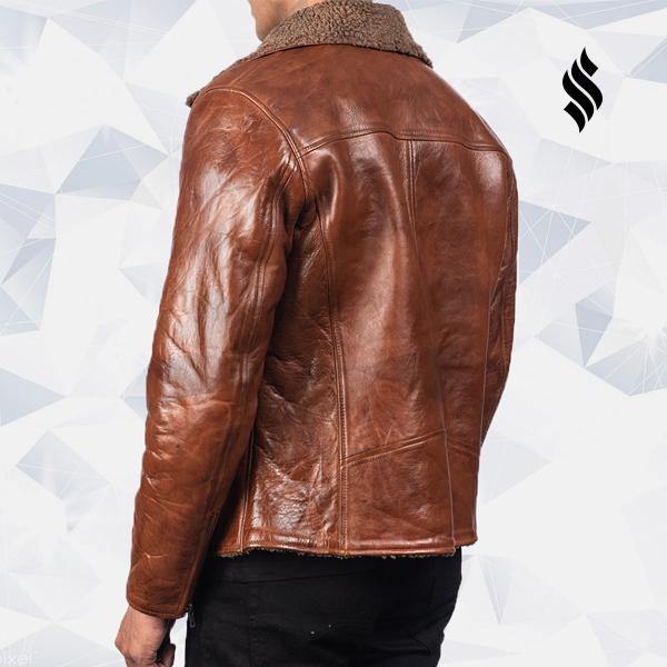 Men’s Brown Shearling Leather Jacket | Rugged Winter Sophistication | Full Grain Apparel