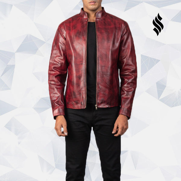 Men’s Red Leather Biker Jacket | Rugged High-Octane Style | Full Grain Apparel
