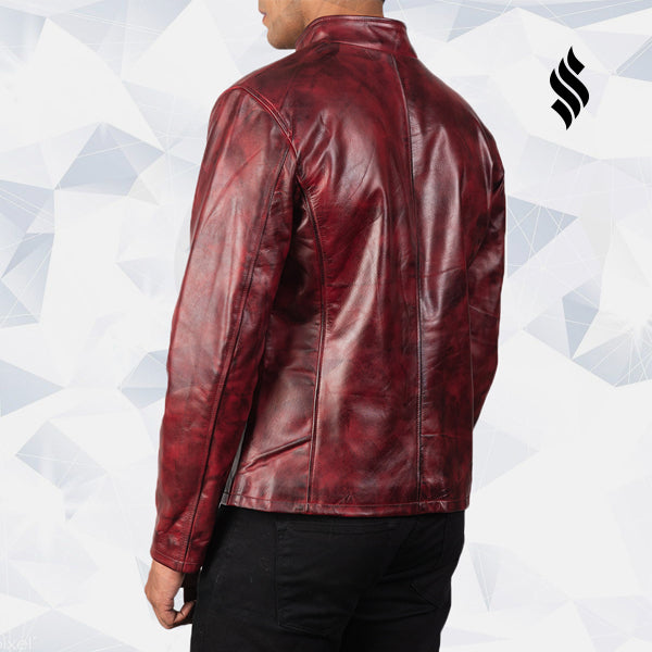 Men’s Red Leather Biker Jacket | Rugged High-Octane Style | Full Grain Apparel