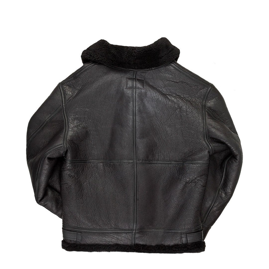 Chaqueta Bomber con Capucha Negra B-3 para Hombre | Utilidad Robusta y Discreta | Ropa de Cuero de Grano Completo