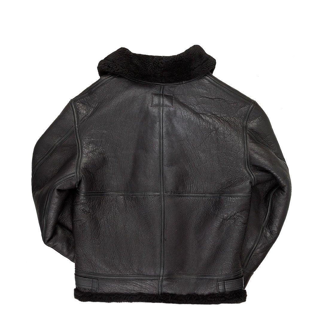 Chaqueta Bomber con Capucha Negra B-3 para Hombre | Utilidad Robusta y Discreta | Ropa de Cuero de Grano Completo