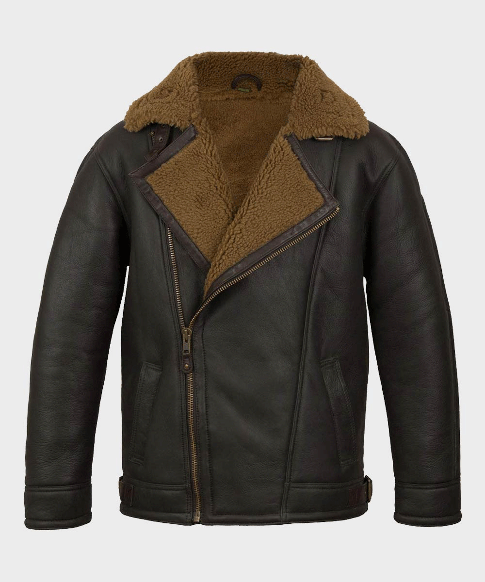 The "Anderson" Signature B3 | Stealth Black Sheepskin | Premium Double-Face Shearling Flight Jacket | Full Grain Apparel