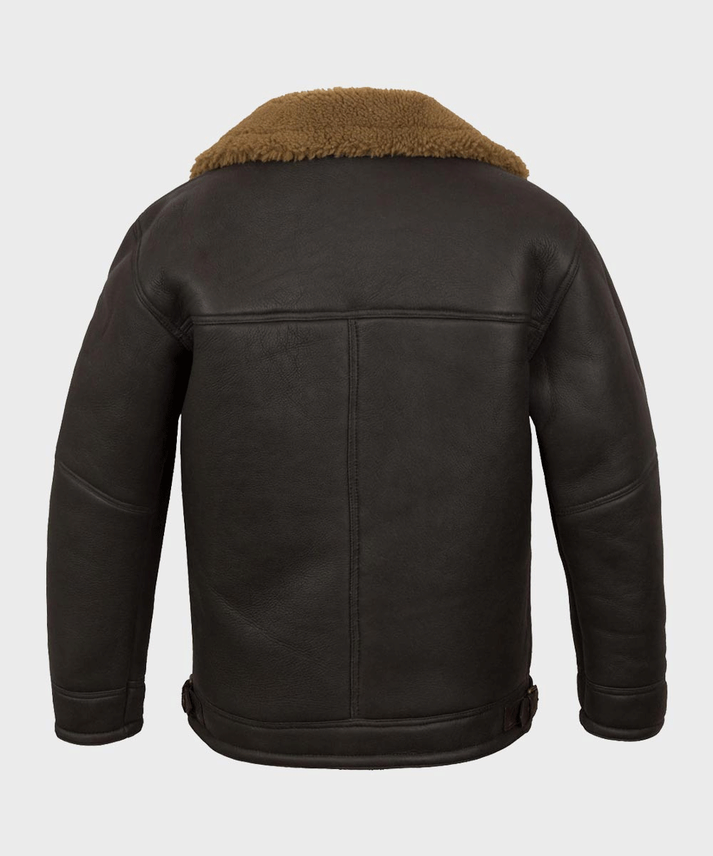 La B3 "Anderson" de aviador | Piel de oveja negra sigilosa | Chaqueta de aviador de doble cara de piel de cordero de primera calidad | Prendas de piel plena flor