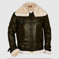 Men’s Army Green B3 Bomber Shearling Leather Jacket | Rugged Military Precision | Full Grain Apparel