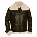 Men’s Army Green B3 Bomber Shearling Leather Jacket | Rugged Tactical Heritage | Full Grain Apparel