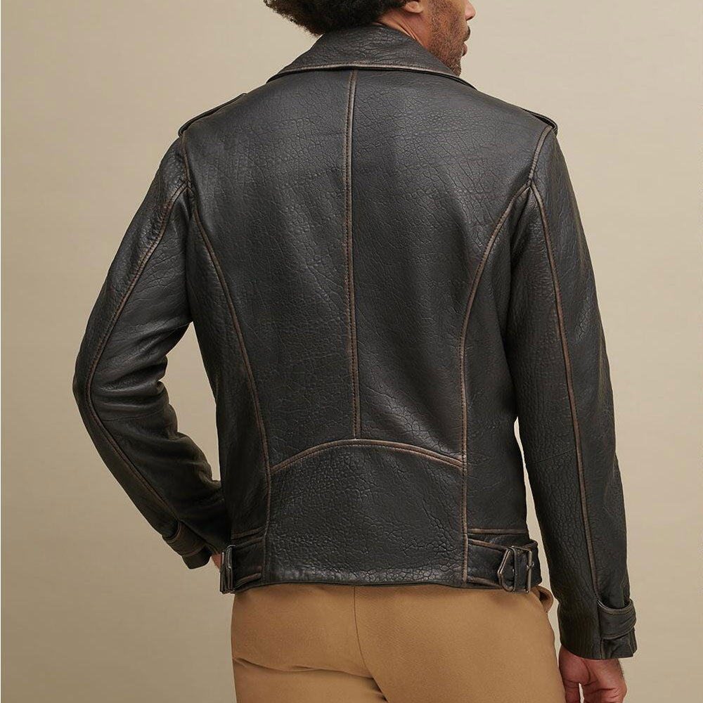 Men’s Asymmetrical Leather Biker Jacket | The Brando Heritage | Full Grain Apparel
