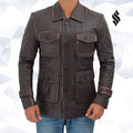 The "Atlanta Rough" | Men’s Four-Pocket Distressed Brown Leather Jacket | Full Grain Apparel