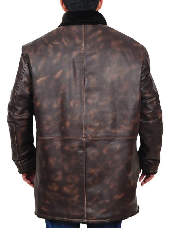 Men’s Distressed Brown Leather Jacket with Fur Collar | Vintage Pilot Style | Full Grain Apparel