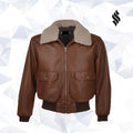 The "Heritage Ace" Aviator Jacket | Brown Grain & Removable Fur Collar | Full Grain Apparel