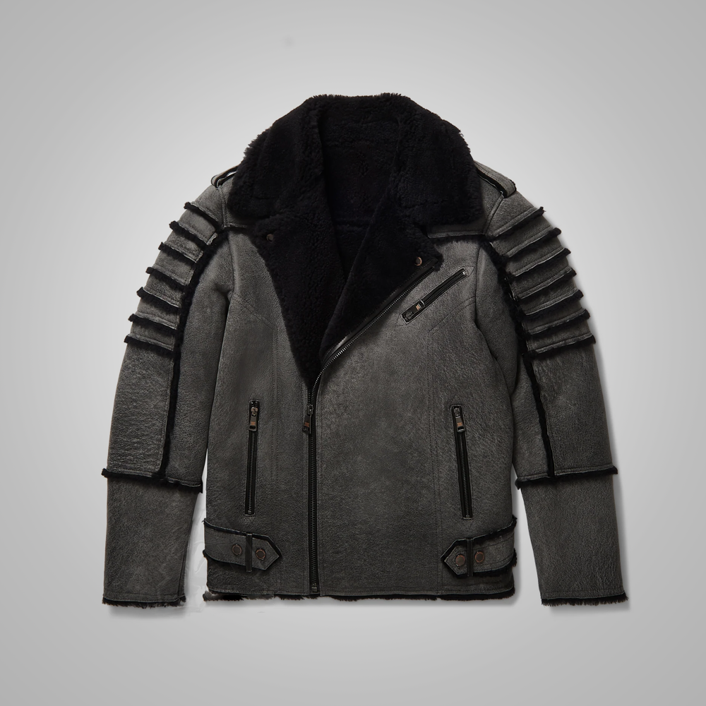 Men’s "Shadow-Wing" Moto-Flyer | Premium Midnight Sheepskin | Hybrid Shearling Aviator & Biker Jacket | Full Grain Apparel