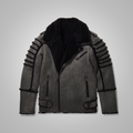 Men’s "Shadow-Wing" Moto-Flyer | Premium Midnight Sheepskin | Hybrid Shearling Aviator & Biker Jacket | Full Grain Apparel