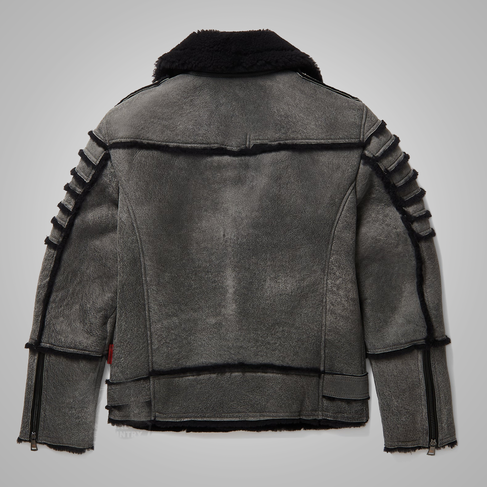 Men’s "Shadow-Wing" Moto-Flyer | Premium Midnight Sheepskin | Hybrid Shearling Aviator & Biker Jacket | Full Grain Apparel