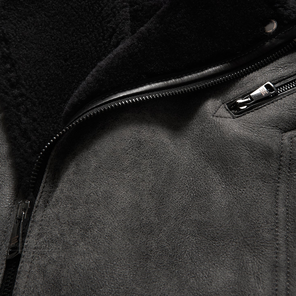 Men’s "Shadow-Wing" Moto-Flyer | Premium Midnight Sheepskin | Hybrid Shearling Aviator & Biker Jacket | Full Grain Apparel
