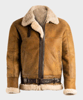Men’s Aviator Brown Sheepskin Shearling B3 Leather Jacket | Full Grain Apparel