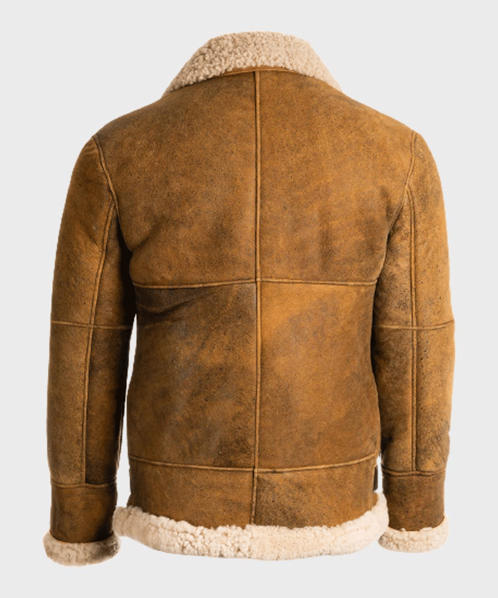 Chaqueta Aviador B3 de Piel de Oveja Marrón para Hombre | Prenda de Piel de Grano Completo