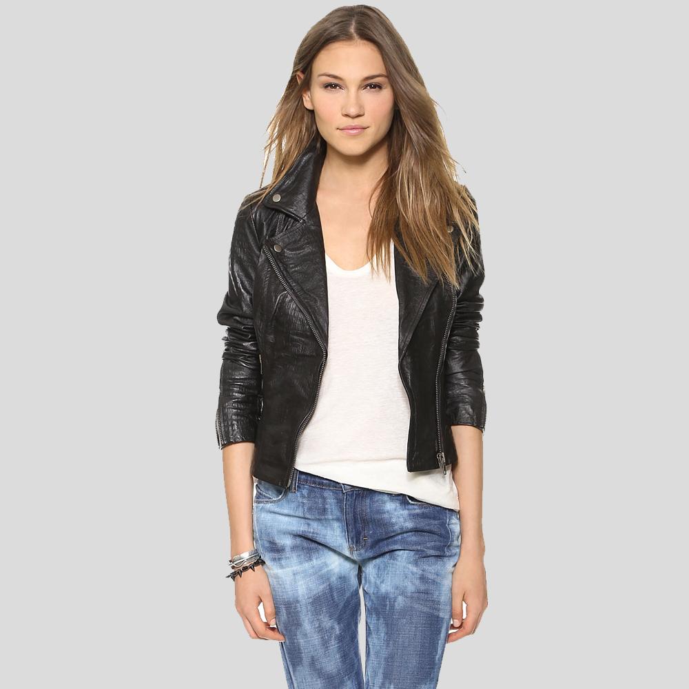 Women’s Azaria Black Motorcycle Leather Jacket | Full Grain Apparel