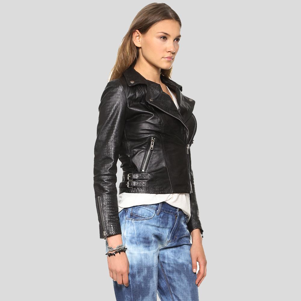Women’s Azaria Black Motorcycle Leather Jacket | Full Grain Apparel