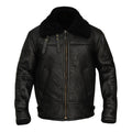 Men’s B3 Aviator Bomber Sheepskin Black Jacket | Rugged Midnight Command | Full Grain Apparel
