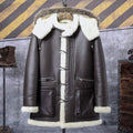 Men’s B3 Hooded Brown Leather Shearling Bomber Coat | Full Grain Apparel