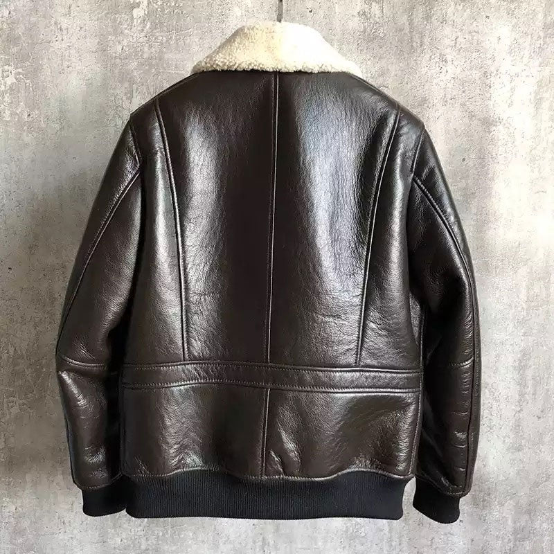 Chaqueta Bomber B3 de piel de oveja para hombre | Piel de oveja natural | Prendas de cuero de plena flor