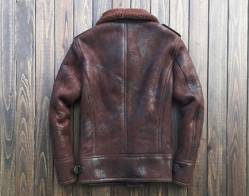 Men’s B3 Sheepskin Leather Shearling Wool Bomber Jacket | Full Grain Apparel