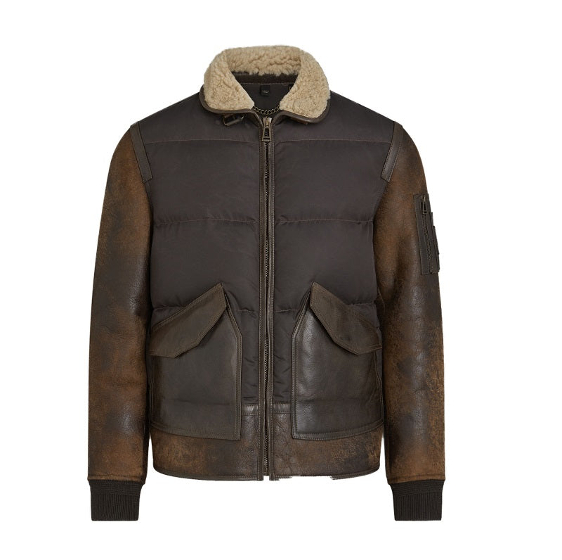 Men’s B3 Vintage Brown Leather Jacket | Rugged Heritage Shield | Full Grain Apparel