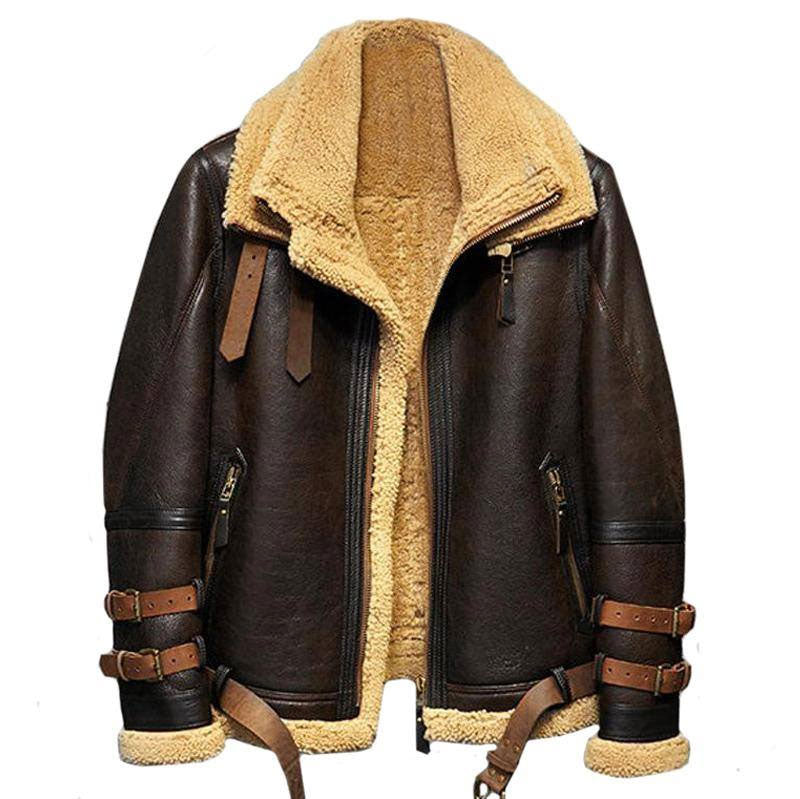 Men’s B3 Sheepskin Aviator Fur Leather Jacket | Full Grain Apparel