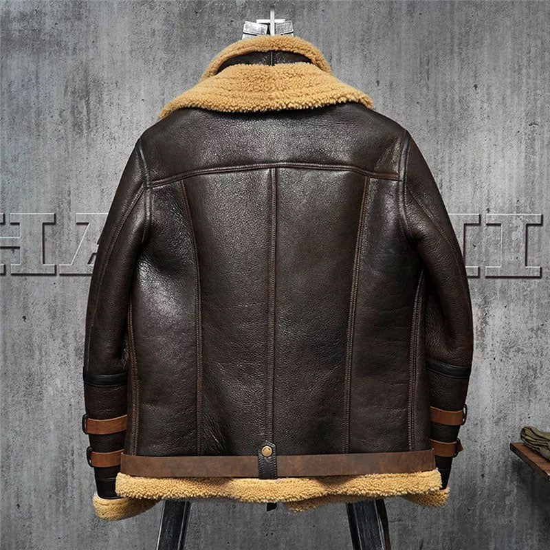 Men’s B3 Sheepskin Aviator Fur Leather Jacket | Full Grain Apparel