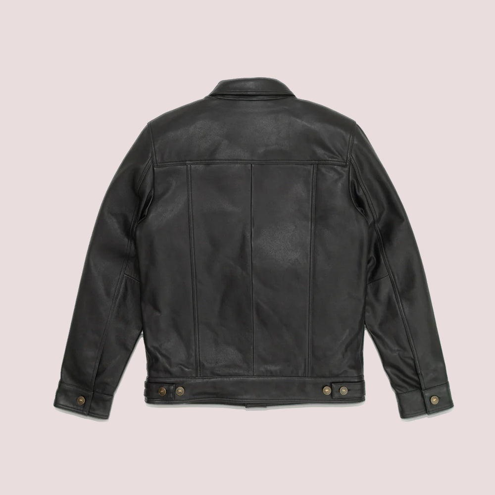 Men’s "B3 Ironclad" Rugged Motorcycle Jacket | Black Grain Sheepskin & Shearling Flight-Moto Hybrid | Full Grain Apparel