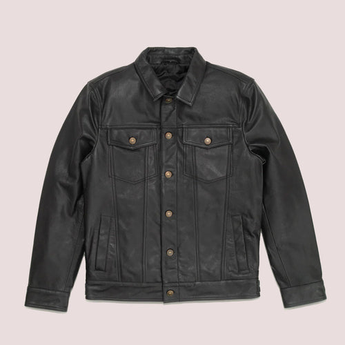 Men’s "B3 Ironclad" Rugged Motorcycle Jacket | Black Grain Sheepskin & Shearling Flight-Moto Hybrid | Full Grain Apparel