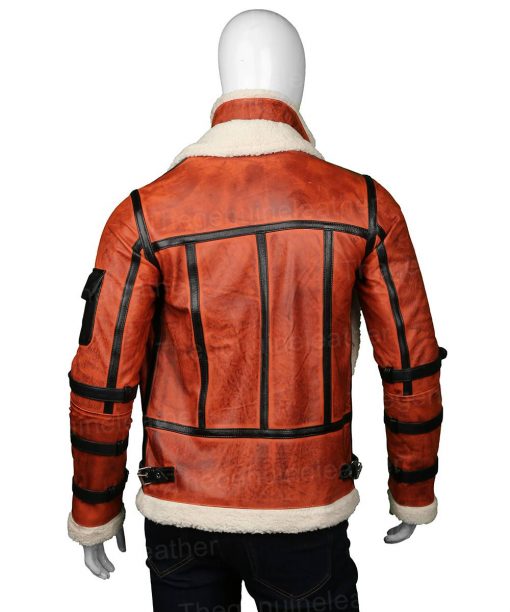 Chaqueta encerada B6 RAF Aviator de piel de oveja para hombre | Ropa de piel plena flor