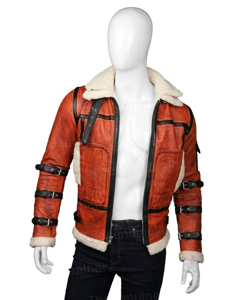 Chaqueta encerada B6 RAF Aviator de piel de oveja para hombre | Ropa de piel plena flor
