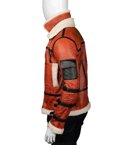 Chaqueta encerada B6 RAF Aviator de piel de oveja para hombre | Ropa de piel plena flor