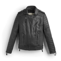 Men’s Black Leather Biker Jacket with Embossed Pattern | Full Grain Apparel
