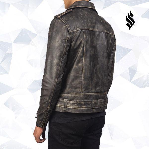 The "Allaric Alley" | Men’s Distressed Brown Leather Biker | Full Grain Apparel