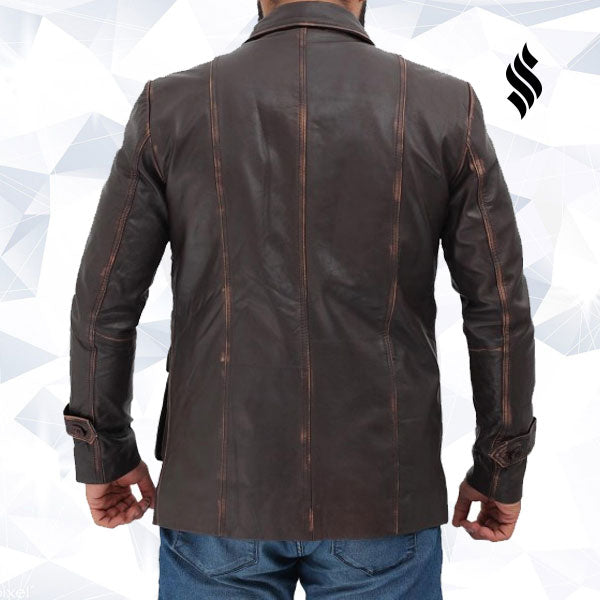 The "Atlanta Rough" | Men’s Four-Pocket Distressed Brown Leather Jacket | Full Grain Apparel