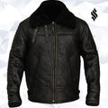 Men’s B3 Aviator Bomber Sheepskin Black Jacket | Rugged Stealth Command | Full Grain Apparel
