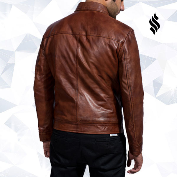 The "Inferno" | Men’s Burnished Cognac Leather Jacket | Full Grain Apparel